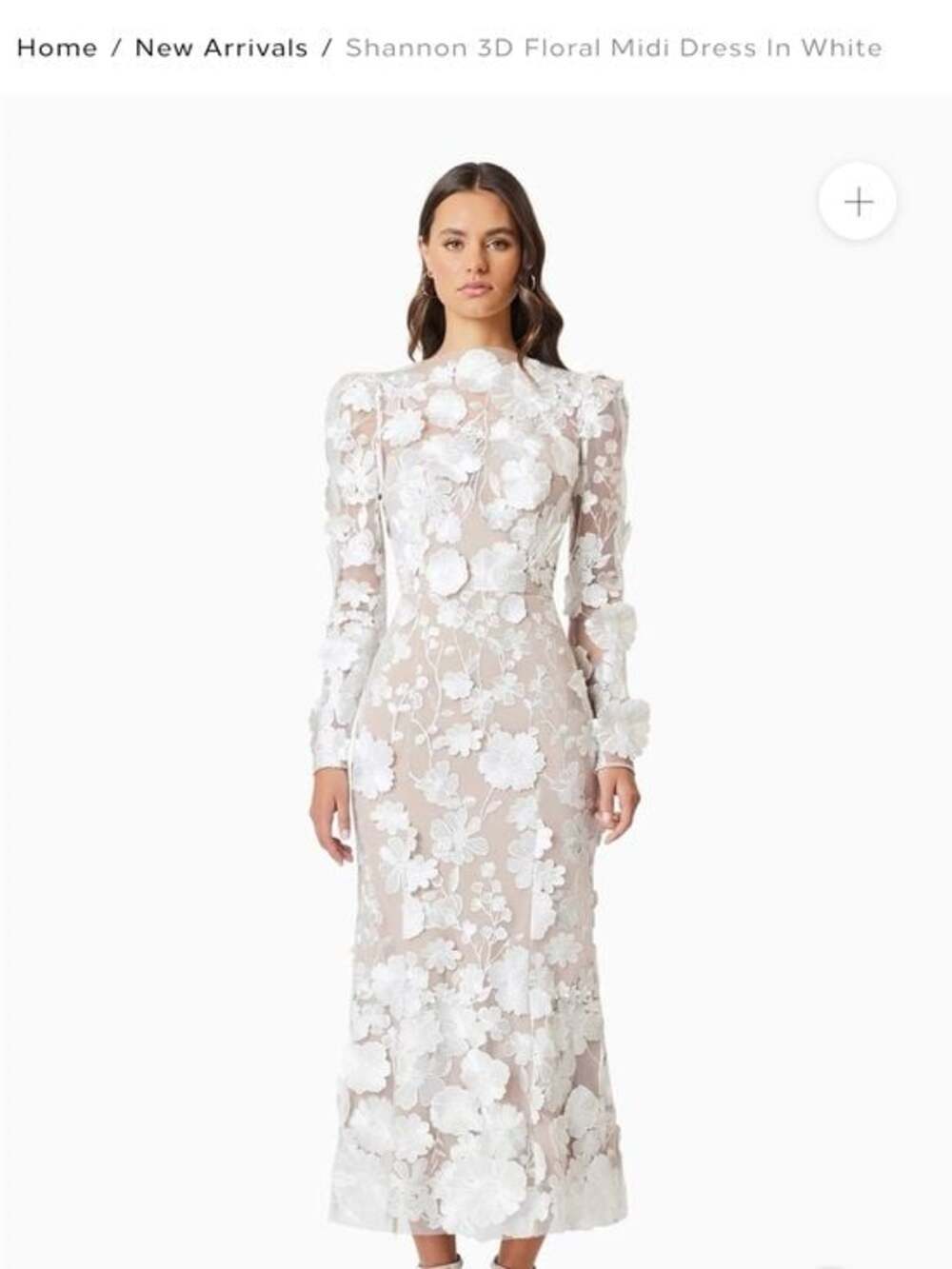 Elliatt 3D Floral Midi Dress in White
